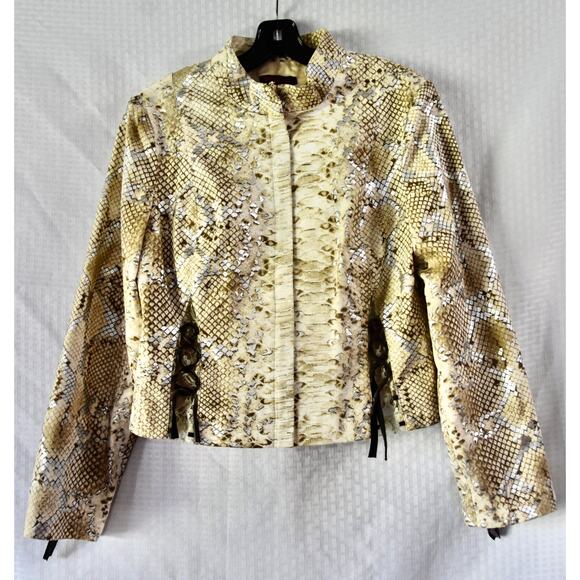 SIMON CHANGE Faux Snake Print Designer Blazer Jacket Size 12 - Picture 8 of 9